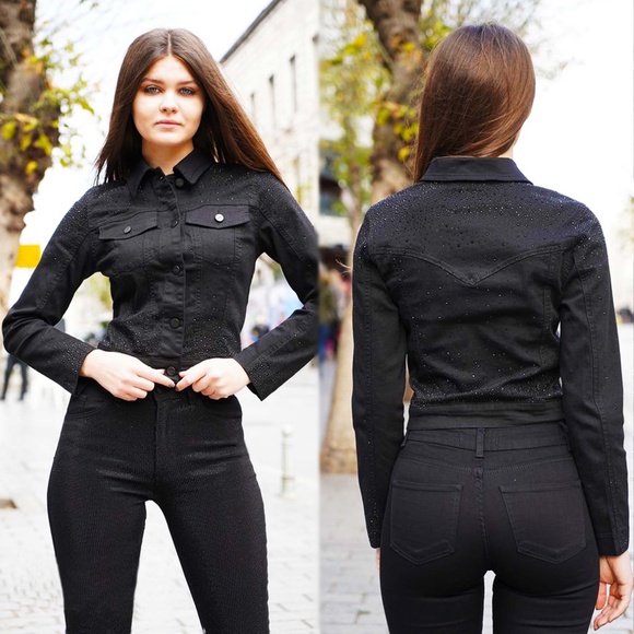 New Rhinestone HighWaisted Jeans Denim Skinny Jeans Women Embellished Slim Pants - Picture 11 of 17